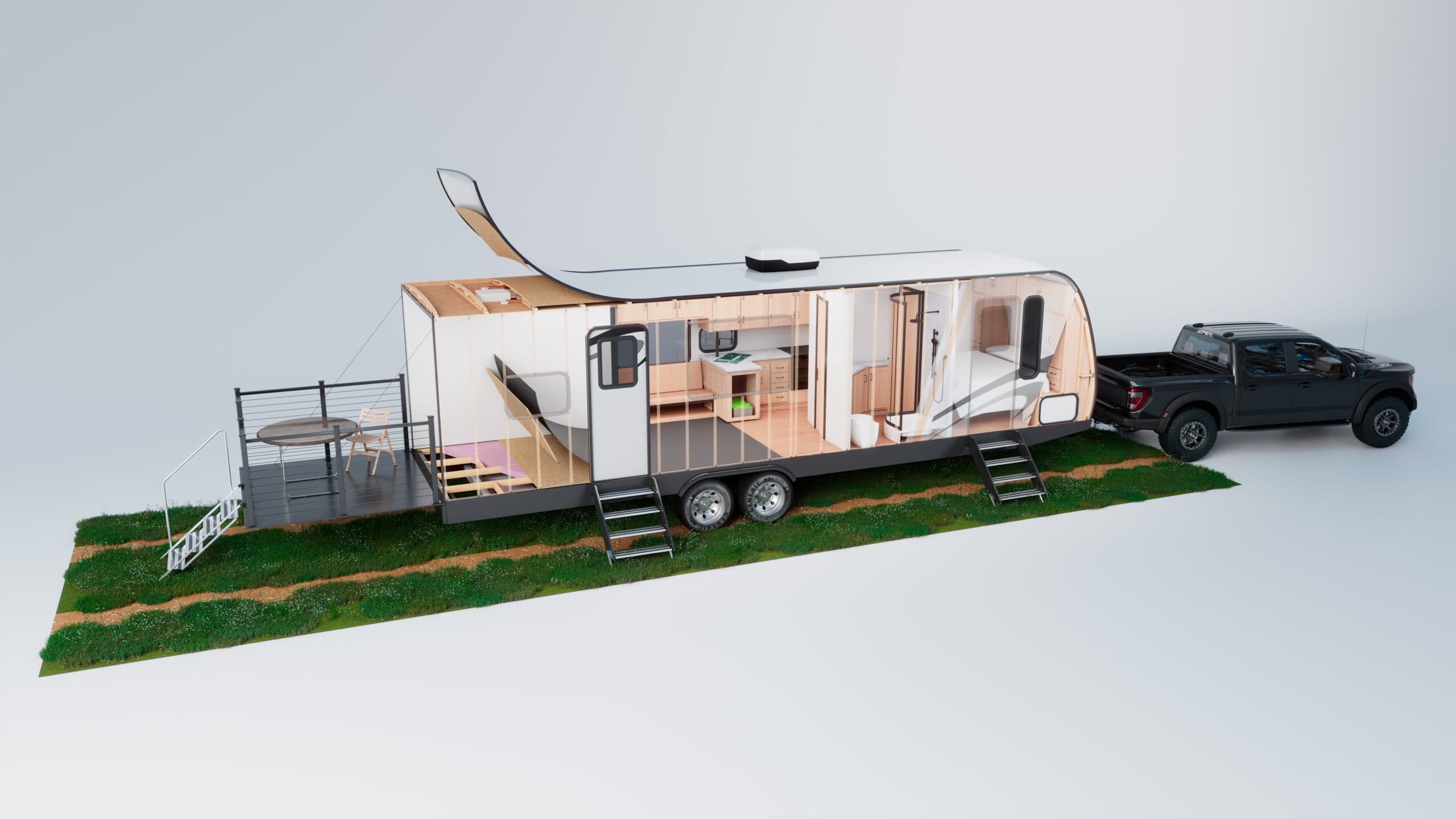 Toy hauler RV built with UFP Factory Built components