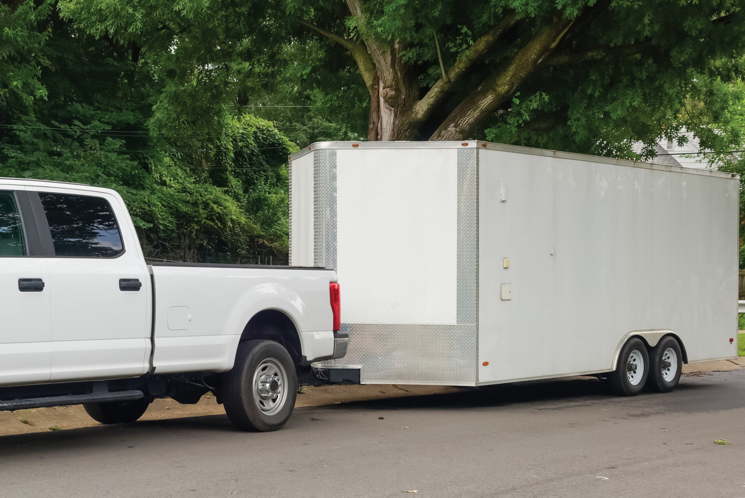 Cargo trailer attached to a semi truck